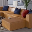 Modway Mingle Modern Faux Leather Sofa Set with 2 Ottomans in Tan