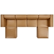 Modway Mingle Modern Faux Leather Sofa Set with 2 Ottomans in Tan