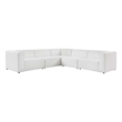 Modway Mingle 5-Piece Modern Faux Leather Sectional Sofa in White