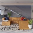 Modway Mingle Modern Faux Leather Sectional Sofa Set Set in Tan