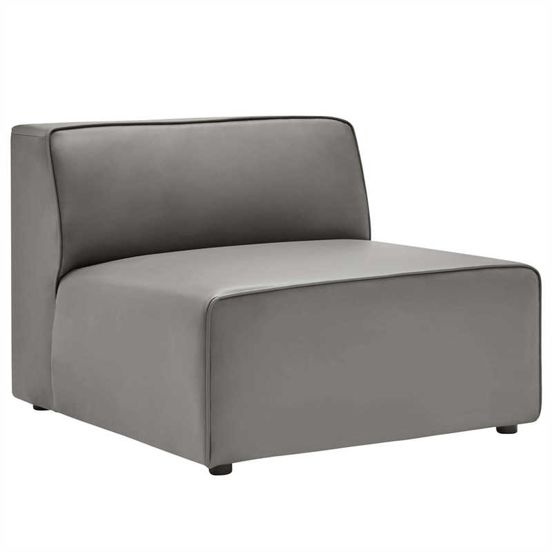 Modway Mingle 7-Piece Modern Faux Leather Sectional Sofa in Gray