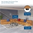 Modway Mingle 7-Piece Modern Faux Leather Sectional Sofa in Tan Finish