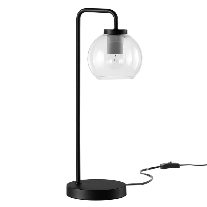 Modway Silo 1-Light Modern Glass/Metal Table Lamp in Black/Clear