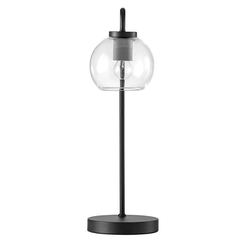 Modway Silo 1-Light Modern Glass/Metal Table Lamp in Black/Clear