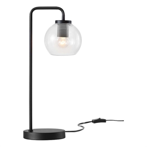 modway silo 1-light modern glass/metal table lamp in black/clear