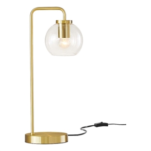 modway silo 1-light modern glass/metal table lamp in satin brass