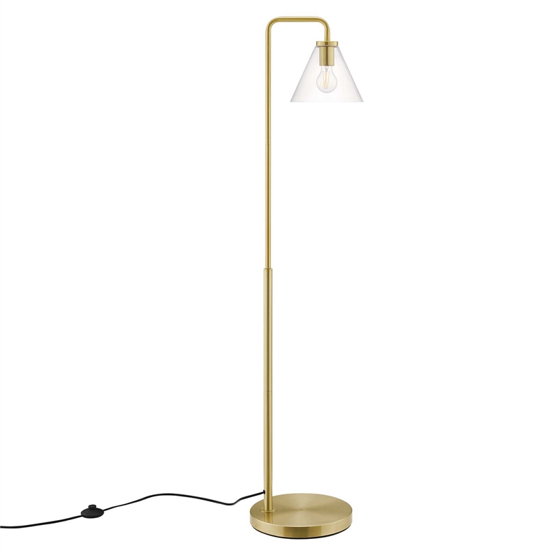 Modway Element 1-Light Modern Glass/Metal Floor Lamp in Satin Brass
