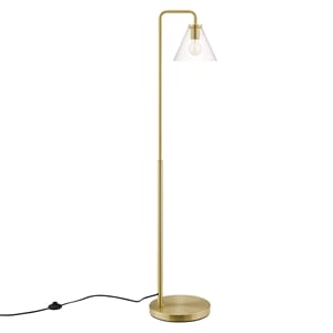 modway element 1-light modern glass/metal floor lamp in satin brass