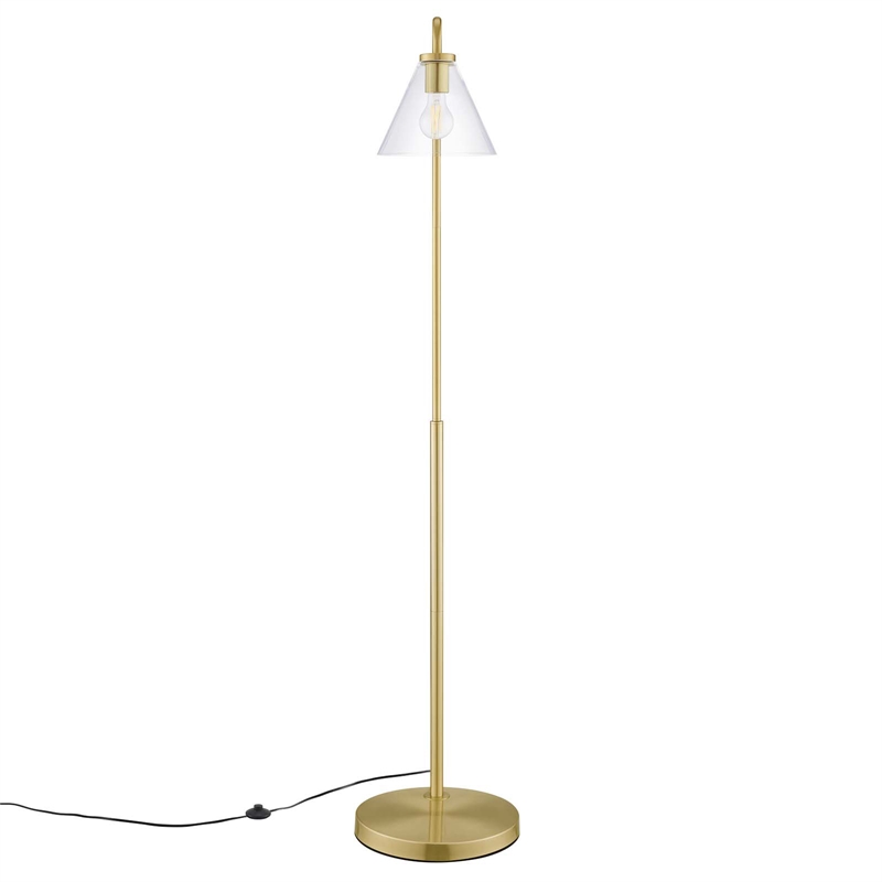 Modway Element 1-Light Modern Glass/Metal Floor Lamp in Satin Brass