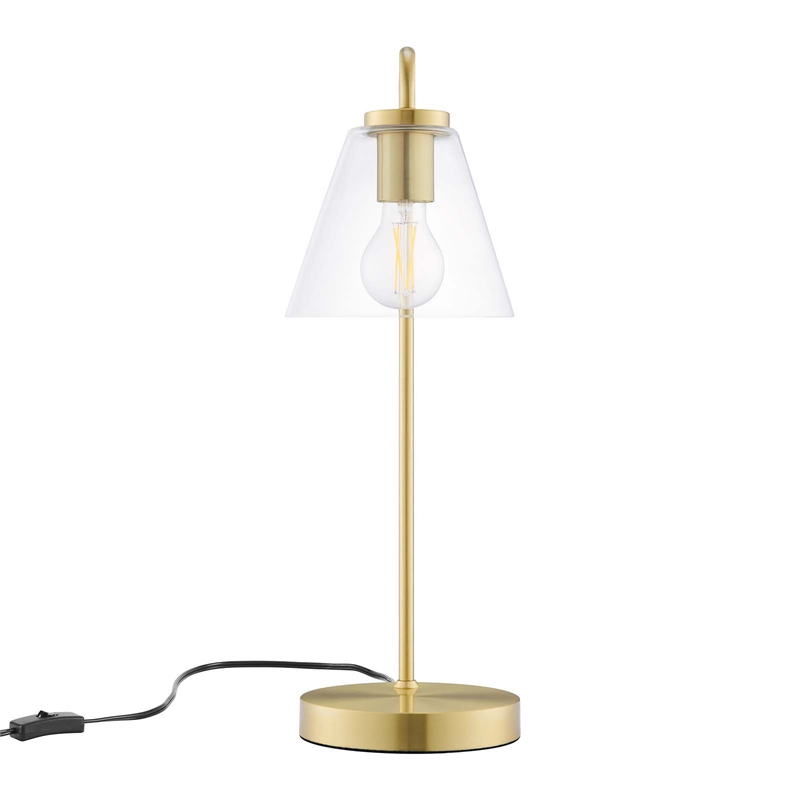 Modway Element 1-Light Modern Glass/Metal Table Lamp in Satin Brass