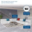 Modway Mingle 7-Piece Modern Faux Leather Sectional Sofa in White Finish