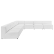Modway Mingle 7-Piece Modern Faux Leather Sectional Sofa in White Finish