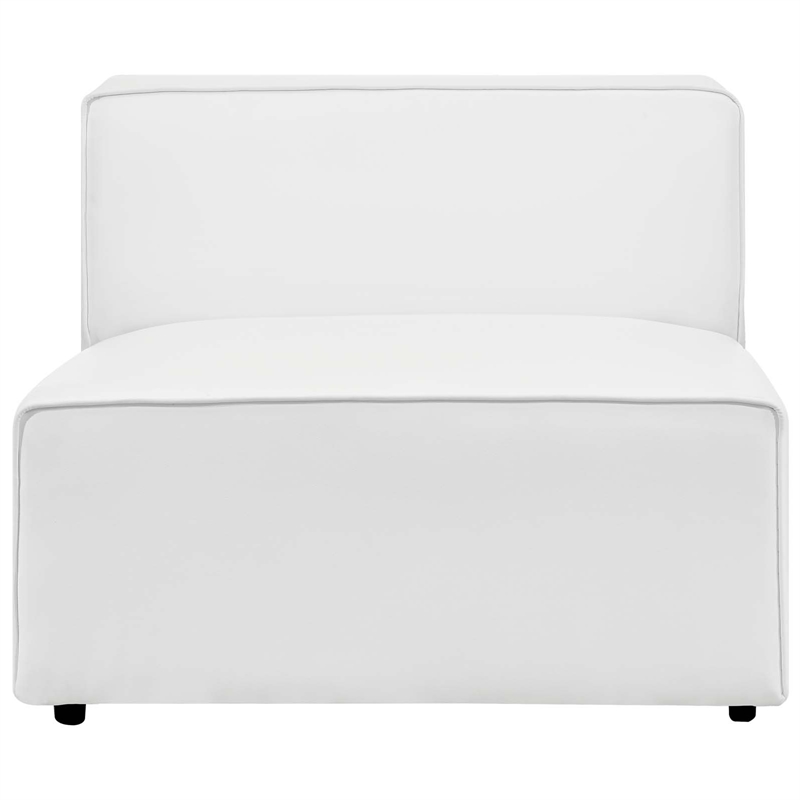 Modway Mingle 7-Piece Modern Faux Leather Sectional Sofa in White Finish