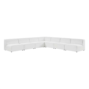 Modway Mingle 7-Piece Modern Faux Leather Sectional Sofa in White Finish