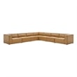 Modway Mingle 7-Piece Modern Faux Leather Sectional Sofa in Tan