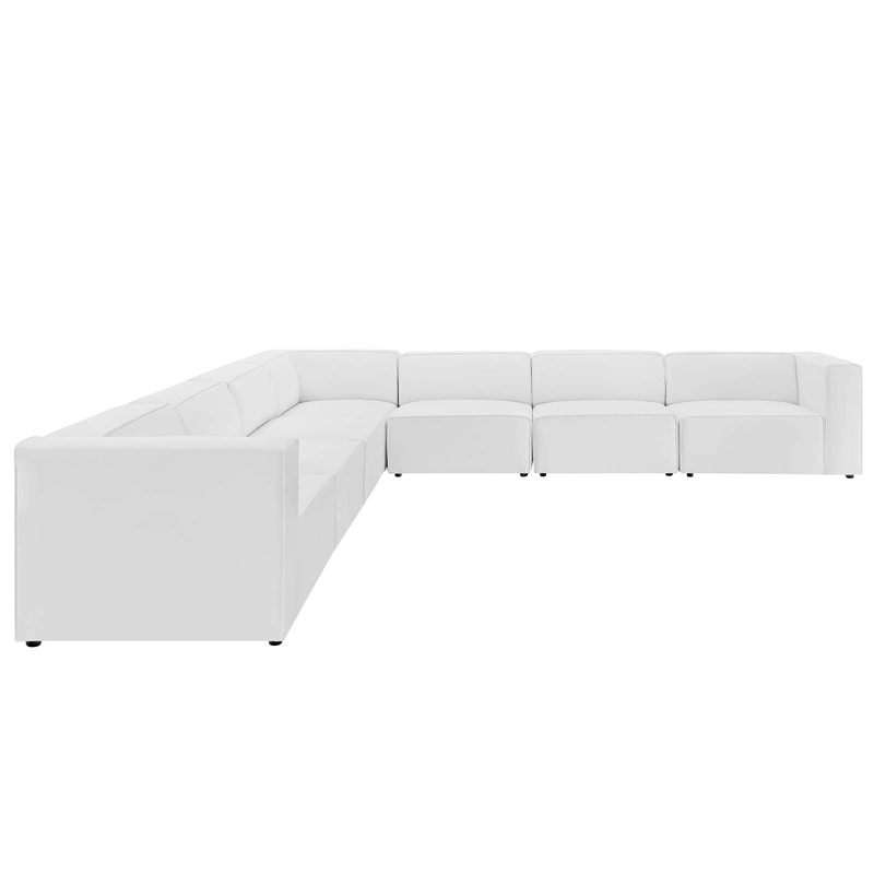 Modway Mingle 7-Piece Modern Faux Leather Sectional Sofa in White