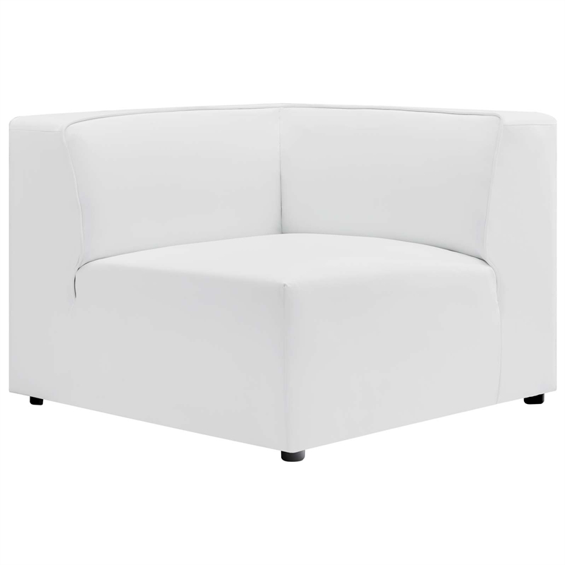 Modway Mingle 7-Piece Modern Faux Leather Sectional Sofa in White