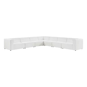 Modway Mingle 7-Piece Modern Faux Leather Sectional Sofa in White