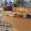 Modway Mingle Modern Faux Leather Sectional Sofa Set with Ottoman in Tan