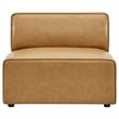 Modway Mingle Modern Faux Leather Sectional Sofa Set with Ottoman in Tan