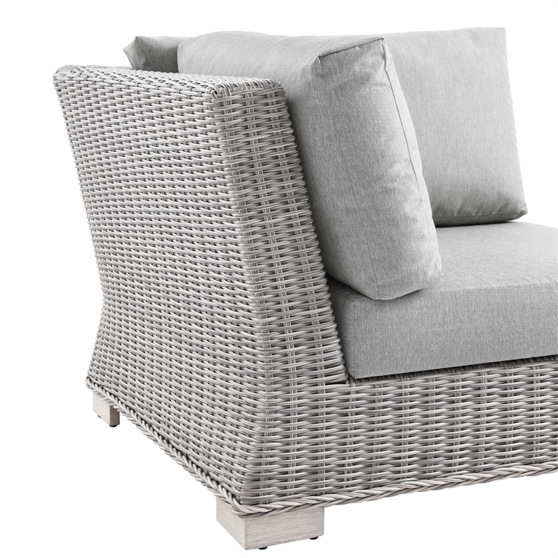 Modway Conway Wicker / Rattan Patio Corner Chair in Light Gray