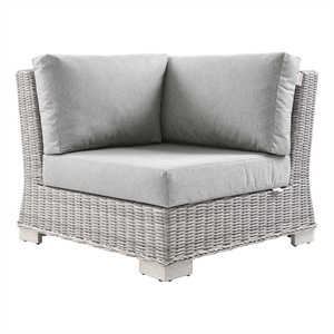 Modway Conway Wicker / Rattan Patio Corner Chair in Light Gray