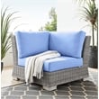 Modway Conway Wicker / Rattan Patio Corner Chair in Light Gray/Light Blue