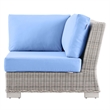 Modway Conway Wicker / Rattan Patio Corner Chair in Light Gray/Light Blue