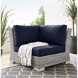 Modway Conway Wicker / Rattan Patio Corner Chair in Light Gray/Navy