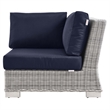 Modway Conway Wicker / Rattan Patio Corner Chair in Light Gray/Navy