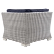 Modway Conway Wicker / Rattan Patio Corner Chair in Light Gray/Navy