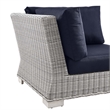 Modway Conway Wicker / Rattan Patio Corner Chair in Light Gray/Navy