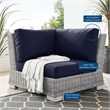 Modway Conway Wicker / Rattan Patio Corner Chair in Light Gray/Navy