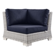 Modway Conway Wicker / Rattan Patio Corner Chair in Light Gray/Navy