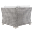 Modway Conway Wicker / Rattan Patio Corner Chair in Light Gray/White