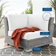 Modway Conway Wicker / Rattan Patio Corner Chair in Light Gray/White
