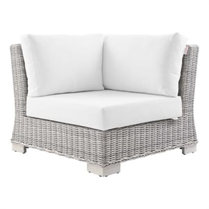 Modway Conway Wicker / Rattan Patio Corner Chair in Light Gray/White