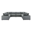 Modway Commix 8-Piece Modern Faux Leather Sectional Sofa in Gray