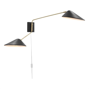 Modway Journey 2-Light Modern Metal Swing Arm Wall Sconce in Black