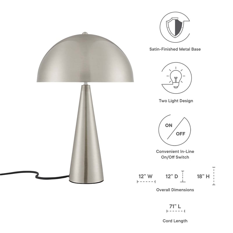 Modway Selena 2 Lights Modern Metal Table Lamp in Satin Nickel