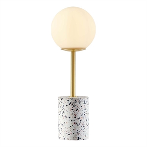 modway logic 1-light modern glass/terrazzo table lamp in white