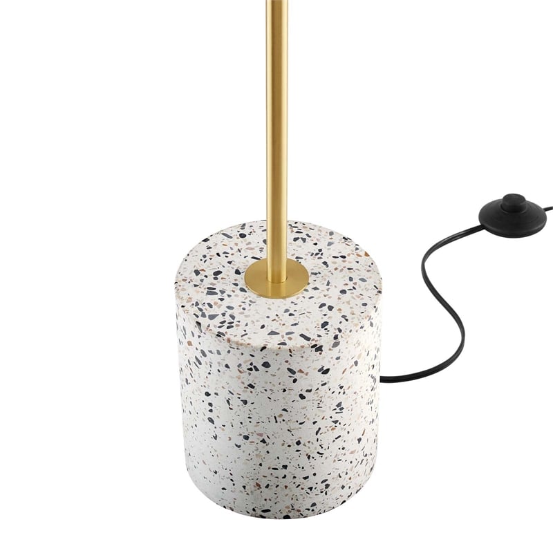 Modway Logic 1-Light Modern Glass/Terrazzo Floor Lamp in White/Brass