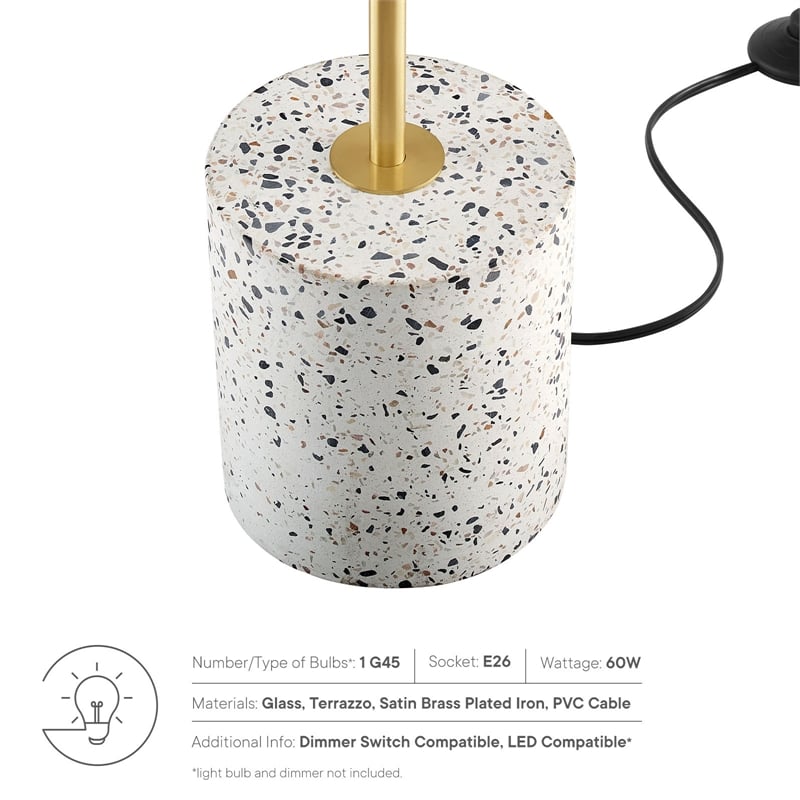 Modway Logic 1-Light Modern Glass/Terrazzo Floor Lamp in White/Brass