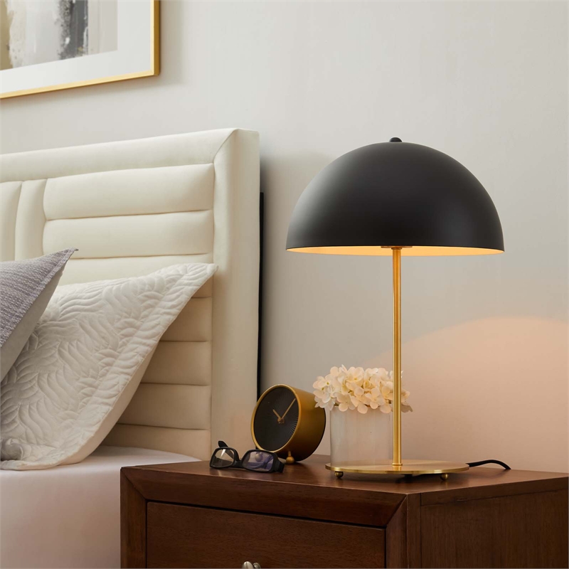 Modway Ideal 1-Light Modern Metal Table Lamp in Black/Satin Brass