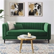 Modway Devote Channel Tufted Performance Velvet Loveseat in Emerald Green