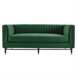 Modway Devote Channel Tufted Performance Velvet Loveseat in Emerald Green