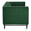 Modway Devote Channel Tufted Performance Velvet Loveseat in Emerald Green