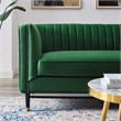 Modway Devote Channel Tufted Performance Velvet Loveseat in Emerald Green