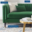 Modway Devote Channel Tufted Performance Velvet Loveseat in Emerald Green
