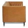 Modway Devote Channel Tufted Faux Leather Loveseat in Tan/Black